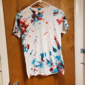 Gildan Red White Blue Swirl Tie Dye T-shirt